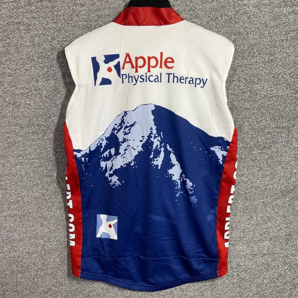 Voler Apple Physical Therapy Cycling Vest Mens XL White Blue Mountain Full Zip